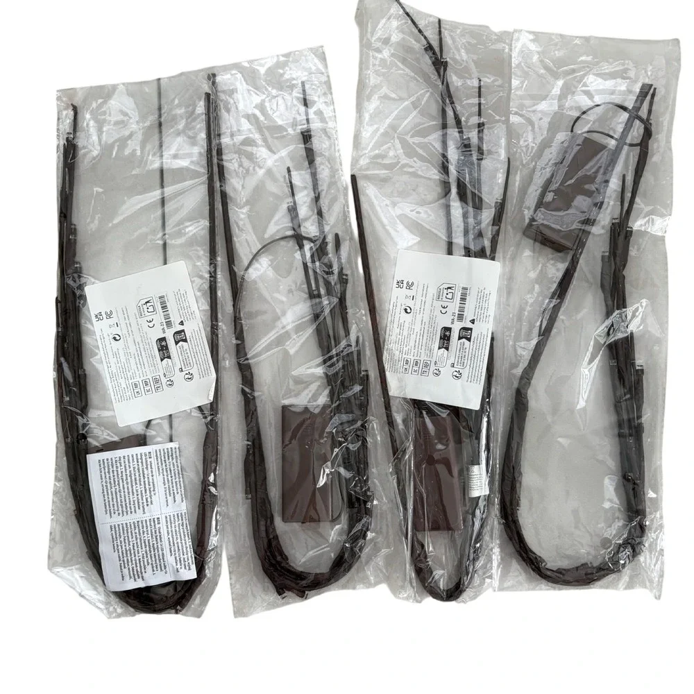 Set of 4 LED Lighted Willow Branches Brown Battery Operated Twig Lights Decor